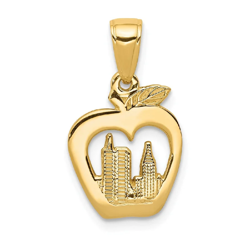 Bone - Carved Pendants with Tribal - Inspired SymbolsBone - Carved Pendants with Tribal - Inspired Symbols14k Yellow Gold Small New York Skyline in Apple Pendant