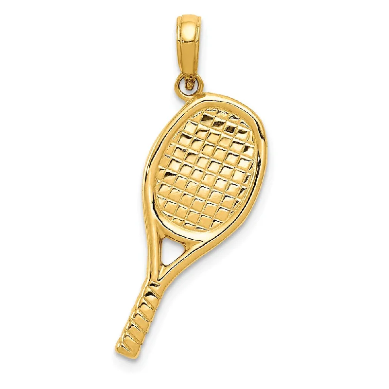 Bone - Carved Pendants with Tribal - Inspired SymbolsBone - Carved Pendants with Tribal - Inspired Symbols14k Yellow Gold Three Dimensional Racquetball Pendant