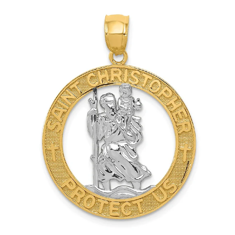 Hand - Carved Wooden Pendants with Folk - Art MotifsHand - Carved Wooden Pendants with Folk - Art Motifs14k Yellow Gold & White Rhodium Plated St Christopher Pendant