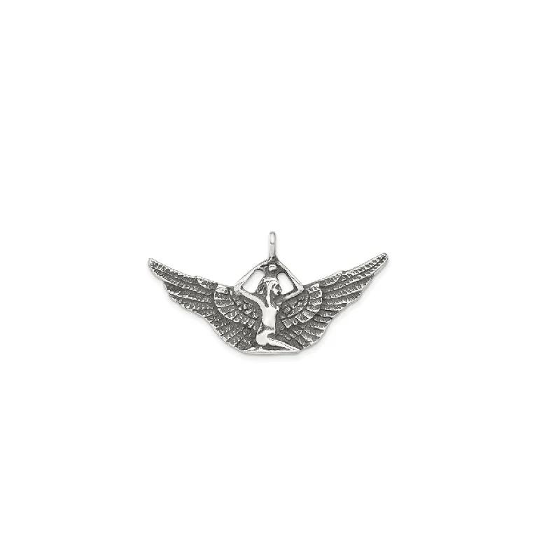 Key - Pendant Necklaces with Antique - Style EngravingsKey - Pendant Necklaces with Antique - Style EngravingsAntiqued Wing Fairy Pendant (Silver)