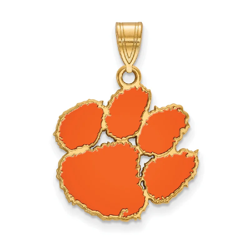 Recycled Metal Pendants with Upcycled Jewelry ComponentsRecycled Metal Pendants with Upcycled Jewelry Components14k Gold Plated Silver Clemson U Large Enamel Pendant