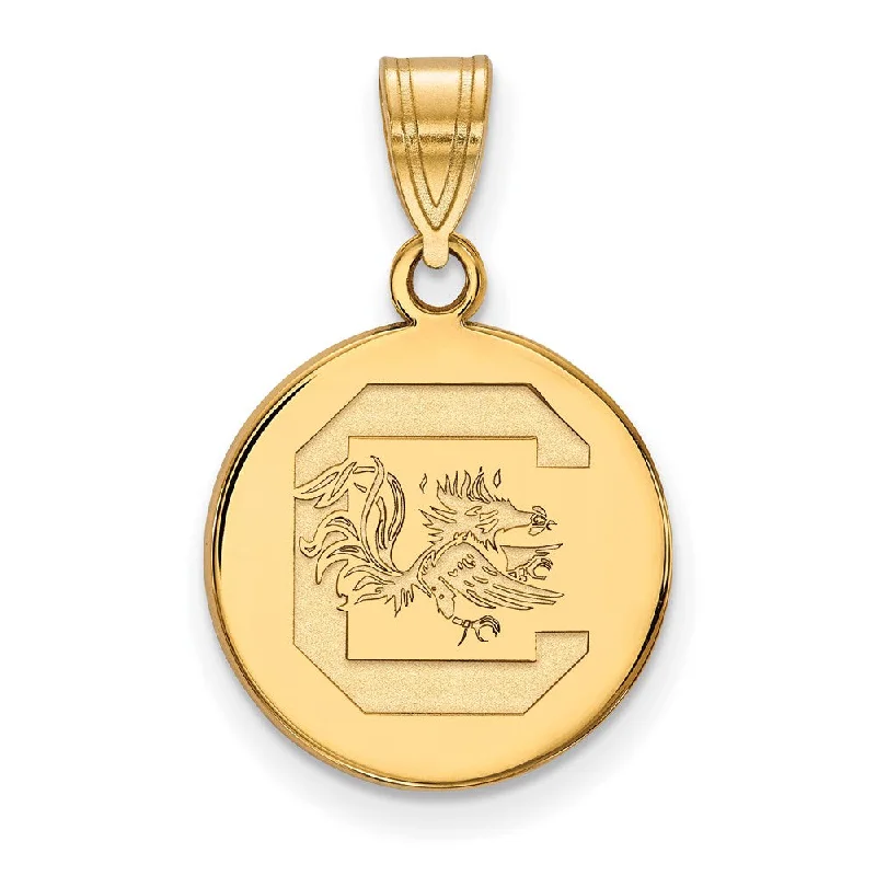 Sterling Silver Pendants with Hand - Engraved Family CrestsSterling Silver Pendants with Hand - Engraved Family Crests14k Gold Plated Silver South Carolina Med Disc Pendant