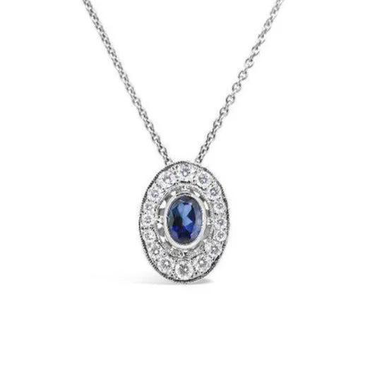 Horseshoe - Pendant Necklaces with Lucky Four - Leaf Clover CharmsHorseshoe - Pendant Necklaces with Lucky Four - Leaf Clover CharmsOval Ceylon Sapphire & Diamond Pendant   WPP40