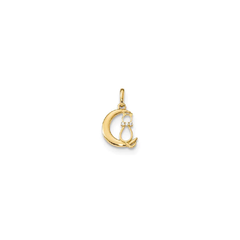 Gold - Plated Pendants with Enameled Floral BouquetsGold - Plated Pendants with Enameled Floral BouquetsKitty on the Moon Charm (14K)