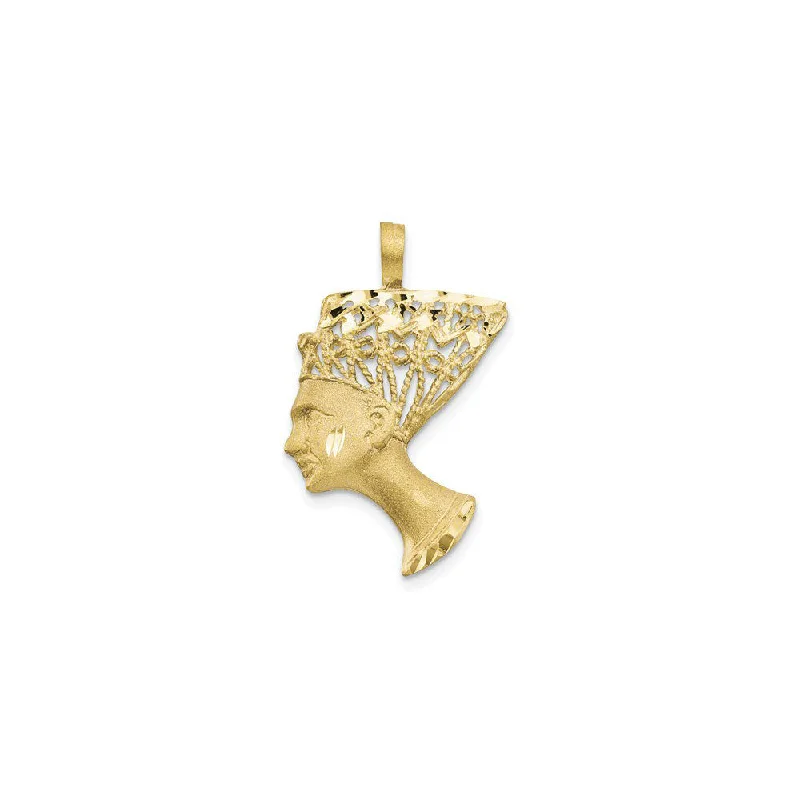 Crystal - Encrusted Pendants in the Shape of a CrownCrystal - Encrusted Pendants in the Shape of a CrownSatin and Diamond-Cut Nefertiti Charm (14K)