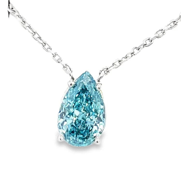 Owl - Shaped Pendant Necklaces with Crystal - Studded EyesOwl - Shaped Pendant Necklaces with Crystal - Studded EyesLAB GROWN FANCY BLUE PEAR DIAMOND 2.89ct PENDANT