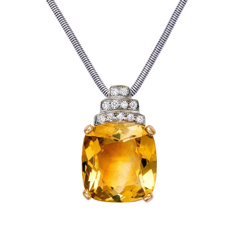 Sun - Pendant Necklaces with Radiant Yellow Citrine CentersSun - Pendant Necklaces with Radiant Yellow Citrine Centers'Isadore' Citrine & Diamond Pendant   WPP02